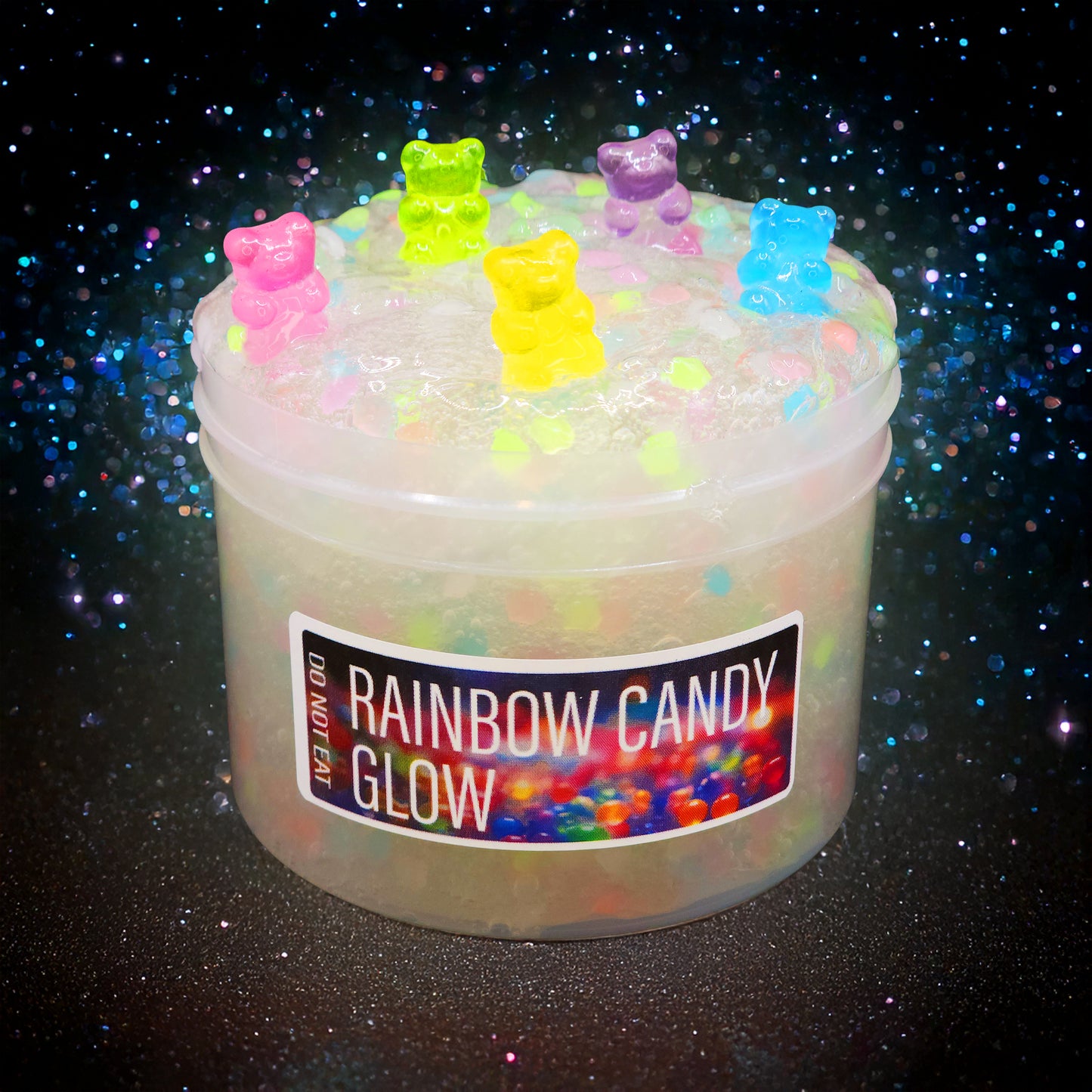 Rainbow Candy Glow Glow in the Dark Slime Poppy Mello Slimes