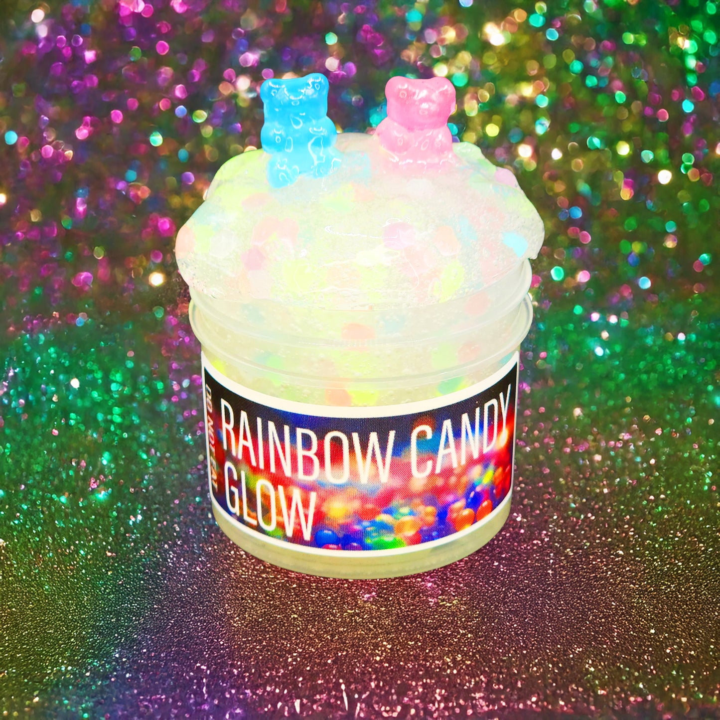 Rainbow Candy Glow Glow in the Dark Slime Poppy Mello Slimes