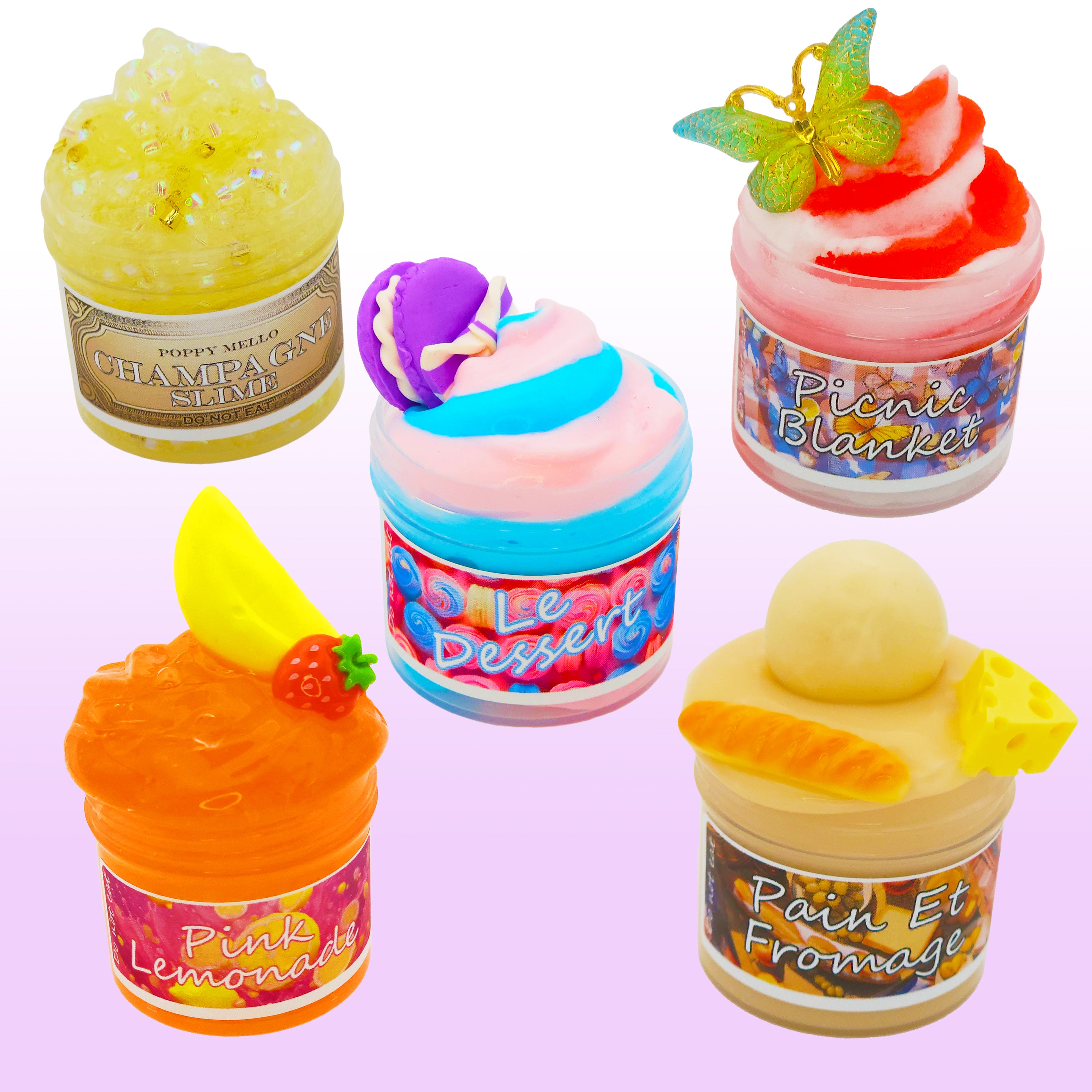 French Picnic Slime Bundle Small Poppy Mello Slime