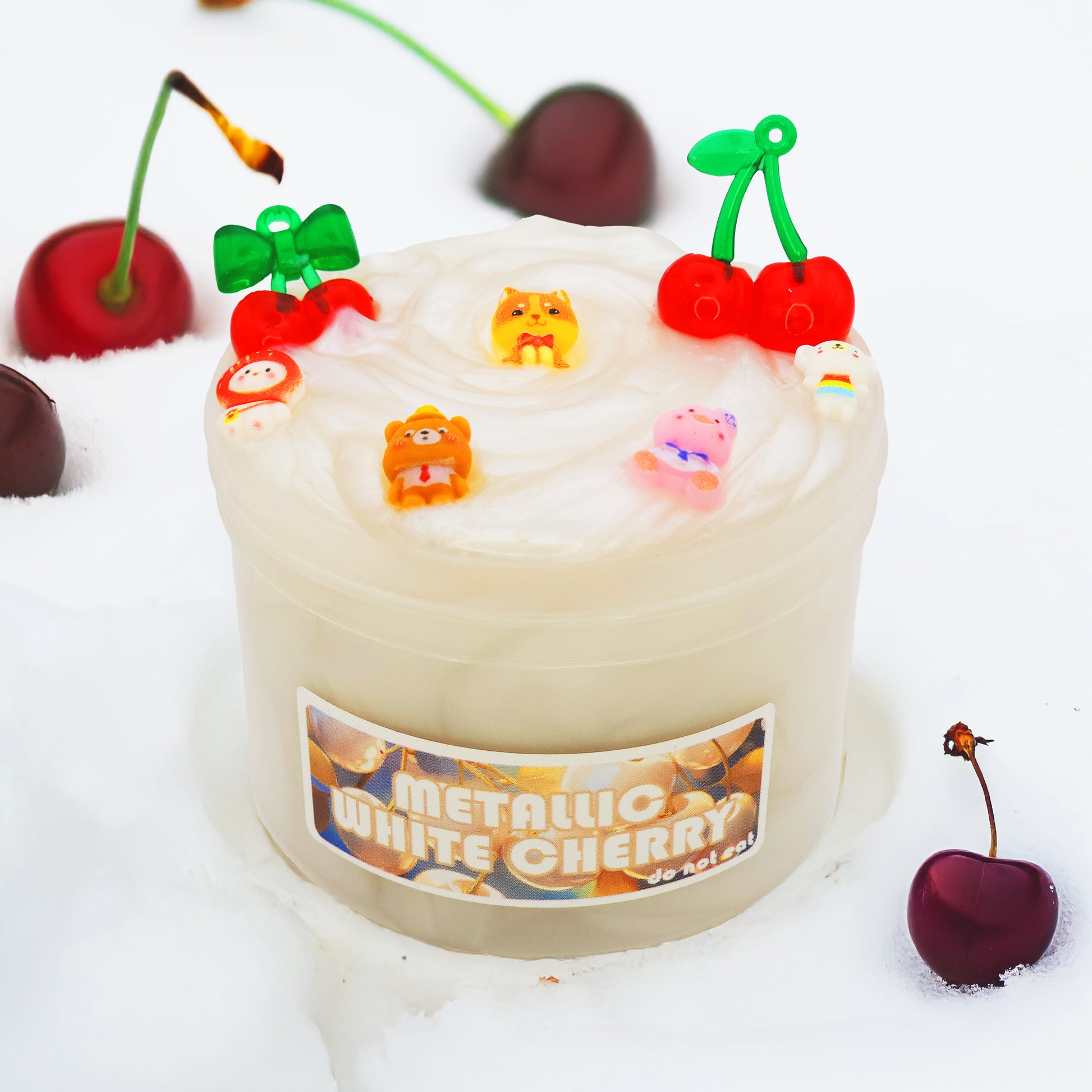 Metallic White Cherry Slime Poppy Mello Slimes