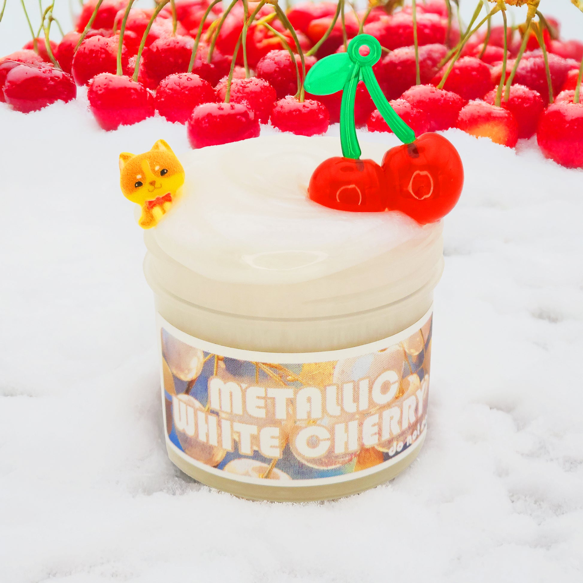 Metallic White Cherry Slime Poppy Mello Slimes