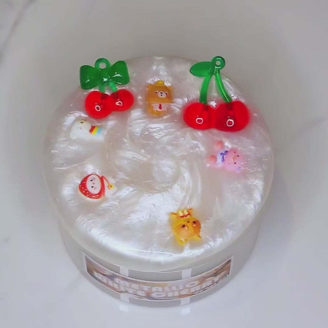 Metallic White Cherry Slime Poppy Mello Slimes