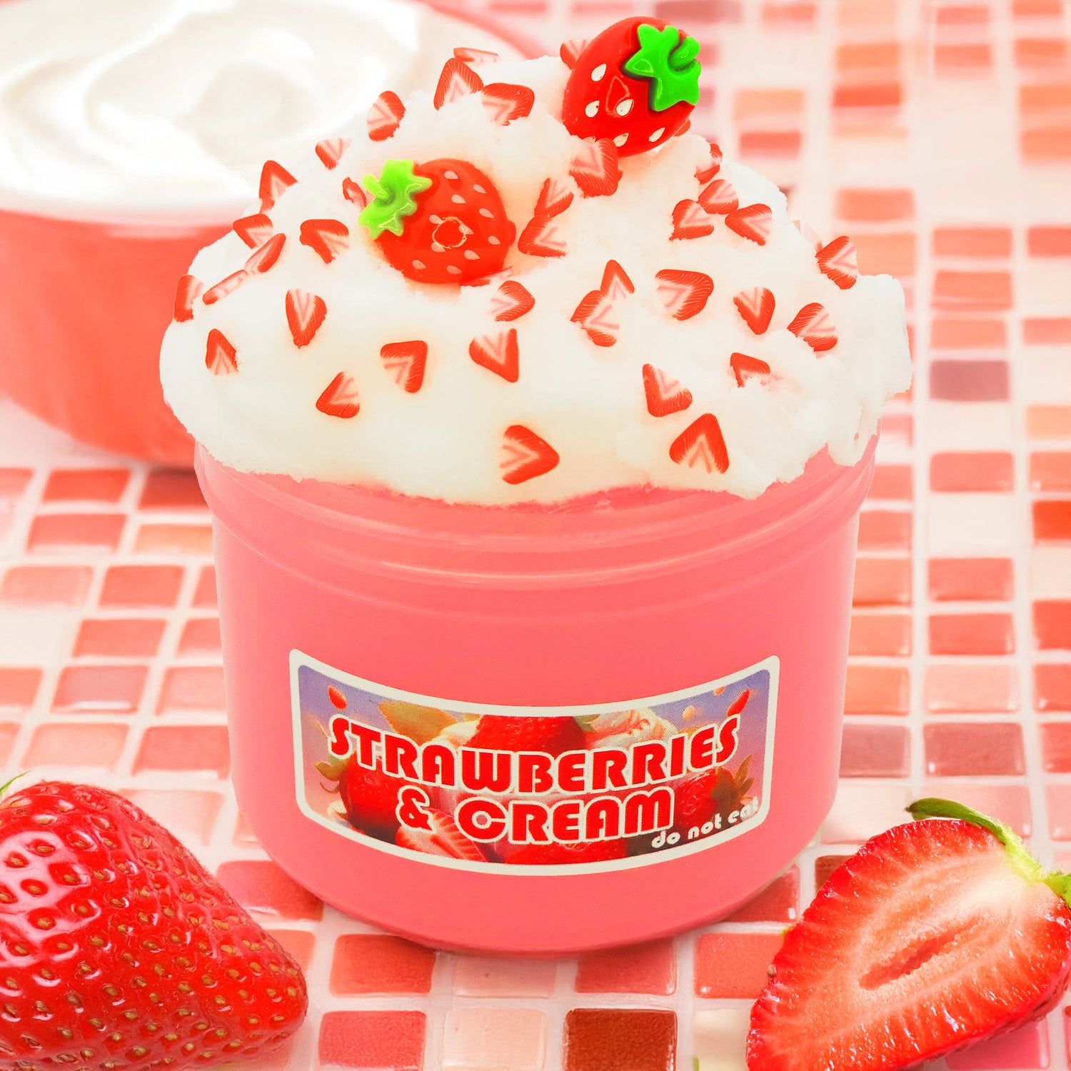 Buy Cream & Strawberry Slime | Poppy Mello Slimes